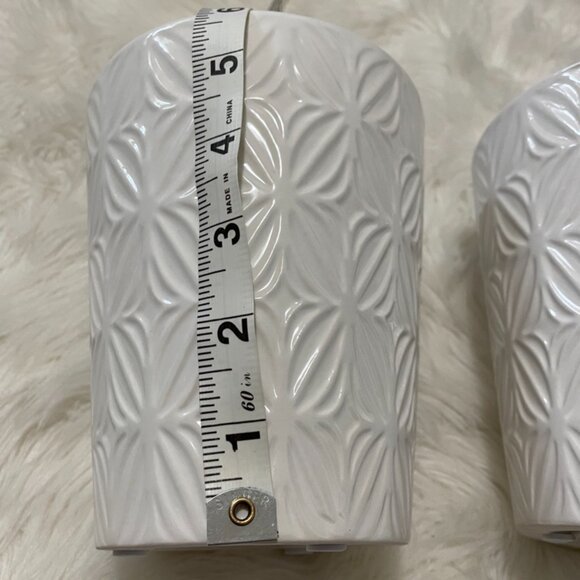 (set of 2) 6" Tall, 5" opening, 4" base Textured pattern glossy ceramic planters - Picture 2 of 7